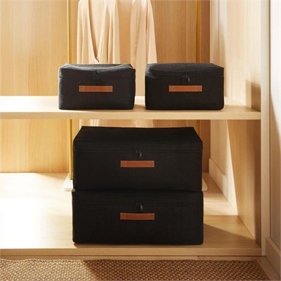 Ocean Home Textile 4lü Siyah Renk Jüt Hurç Set 2 Adet 30 X 22 X 18 / 2 Adet 52 X 28 X 21 Cm