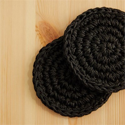 Ocean Home Textile 4lü Siyah Renk Rafya Bardak Altlığı Ø 11 Cm