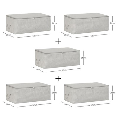 Ocean Home Textile 5li Orta Boy Gri Balıksırtı Hurç Set 52 X 28 X 21 Cm