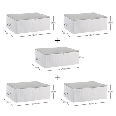 Ocean Home Textile 5li Orta Boy Gri Çizgili Stuff & Things Hurç Set 52 X 28 X 21 Cm