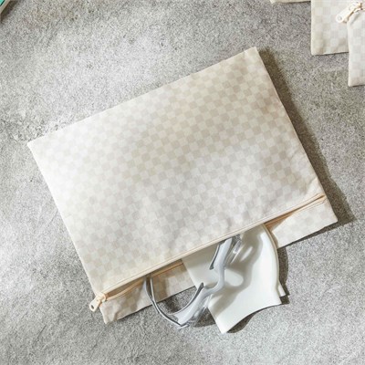 Ocean Home Textile 5li Su Geçirmez Pvc Astarlı Bej Dama Desen Islak Kuru Çanta Seti 20 X 13 / 24 X 20 / 30 X 24 / 28 X 30 / 30 X