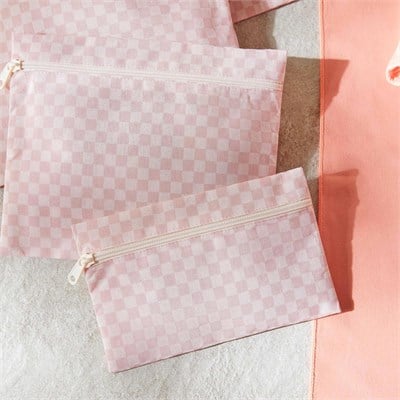 Ocean Home Textile 5li Su Geçirmez Pvc Astarlı Pembe Dama Desen Islak Kuru Çanta Seti 20 X 13 / 24 X 20 / 30 X 24 / 28 X 30 / 30