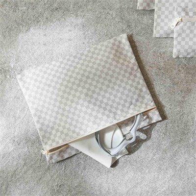 Ocean Home Textile 5li Su Geçirmez Pvc Astarlı Gri Dama Desen Islak Kuru Çanta Seti 20 X 13 / 24 X 20 / 30 X 24 / 28 X 30 / 30 X