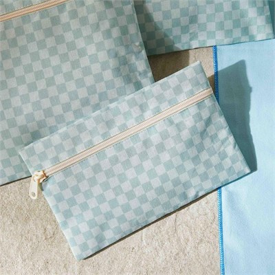 Ocean Home Textile 5li Su Geçirmez Pvc Astarlı Mint Dama Desen Islak Kuru Çanta Seti 20 X 13 / 24 X 20 / 30 X 24 / 28 X 30 / 30 X