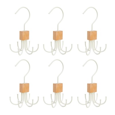 Ocean Home Textile 6lı 6 Kancalı Mat Beyaz Renk Kauçuk Kaplamalı Metal Çok Amaçlı Askı 14 X 7 Cm