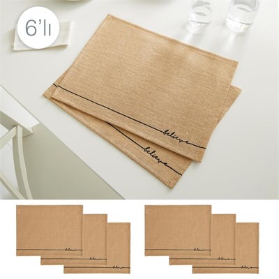 Ocean Home Textile 6lı Believe Jüt Amerikan Servis Seti 45 X 35 Cm