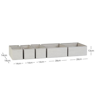 Ocean Home Textile 6lı Gri Balıksırtı Çekmece İçi Düzenleyici Kutu 2 Adet 28 X 28 X 13 / 2 Adet 28 X 13 X 13 / 2 Adet 14 X 14 X 1