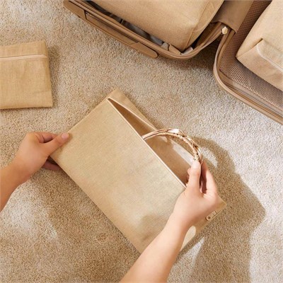 Ocean Home Textile 6lı Jüt Keten Kumaş Bavul İçi Düzenleyici Set