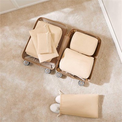 Ocean Home Textile 6lı Jüt Keten Kumaş Bavul İçi Düzenleyici Set