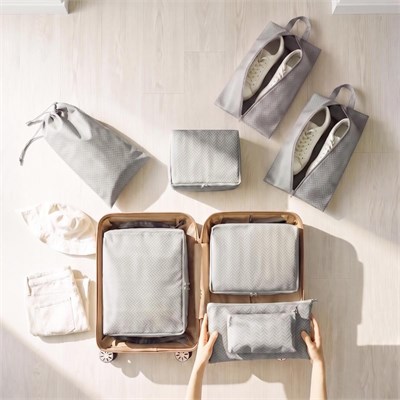 Ocean Home Textile 8li Gri Balıksırtı Bavul İçi Düzenleyici Set
