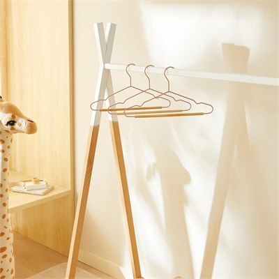 Ocean Home Textile 9lu Ahşap Destekli Mat Pudra Renk Metal Çocuk Giysi Askısı 18 X 32 X 0.3 Cm