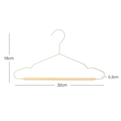 Ocean Home Textile 9lu Ahşap Destekli Mat Mint Renk Metal Çocuk Giysi Askısı 18 X 32 X 0.3 Cm