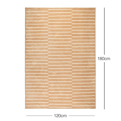 Ocean Home Textile Bej Renk Çizgi Desenli Şönil Halı Kilim 120 X 180 Cm
