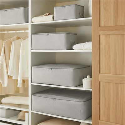 Ocean Home Textile Büyük Boy Gri Balıksırtı Baza Altı Hurç 62 X 46 X 22 Cm