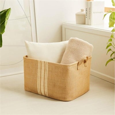 Ocean Home Textile Çizgili Jüt Sepet 42 X 31 X 25 Cm