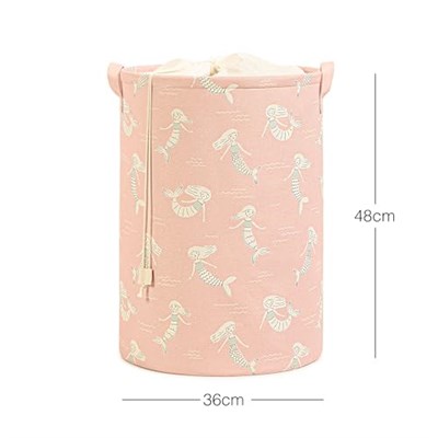 Ocean Home Textile Çocuk Odası Ağzı Büzgülü Deniz Kızı Oyuncak Sepeti 36 x 48 cm