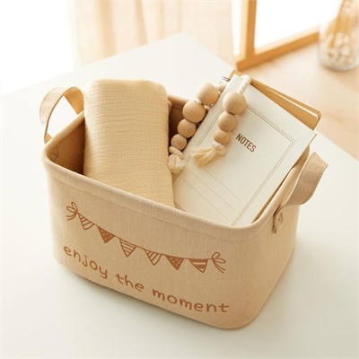 Ocean Home Textile Çocuk Odası Jüt Keten Kumaş Sepet 30 X 21 X 18 Cm