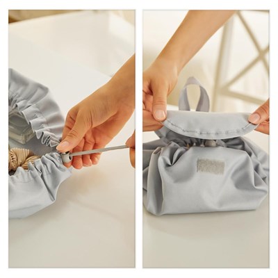 Ocean Home Textile Fonksiyonel Su İtici Leke Tutmaz Kumaş Düzenleyici Seyahat Tipi Makyaj Çantası Ø 50 Cm