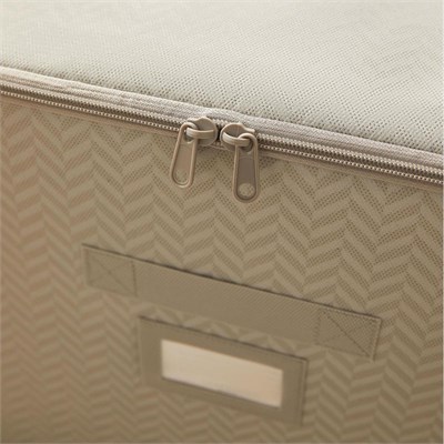 Ocean Home Textile Gri Balıksırtı Destekli Kutu Hurç 48 X 40 X 30 Cm