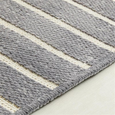 Ocean Home Textile Gri Renk Çizgi Desenli Şönil Halı Kilim 80 X 150 Cm