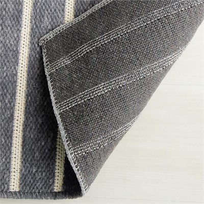 Ocean Home Textile Gri Renk Çizgi Desenli Şönil Halı Kilim 80 X 150 Cm