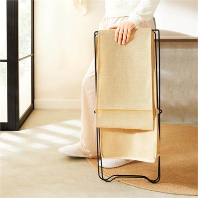 Ocean Home Textile Katlanabilir Bölmeli Siyah Metal Destekli Naturel Jüt Çamaşır Sepeti 44 X 29.5 X 63 Cm