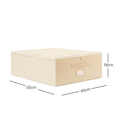 Ocean Home Textile Orta Boy Bej Balıksırtı Destekli Kutu Hurç 45 X 55 X 18 Cm