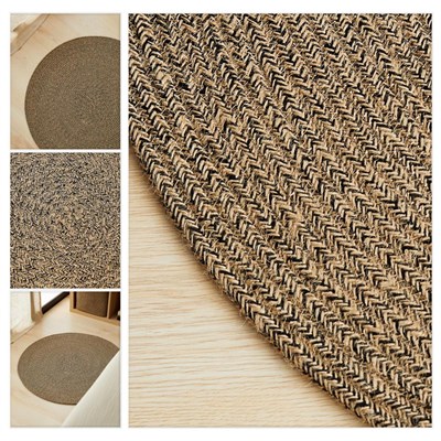 Ocean Home Textile Siyah Kırçıllı Jüt Halı Kilim Ø 80 Cm