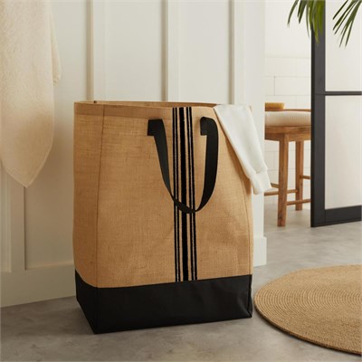 Ocean Home Textile Su Geçirmez Tabanlı Çizgili Jüt Çanta 40 X 25 X 55 Cm