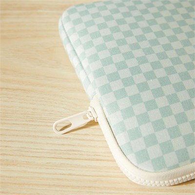 Ocean Home Textile Su İtici Leke Tutmaz Mint Dama Desen Tablet Taşıma Çantası / Kılıfı 27 X 21 X 2 Cm