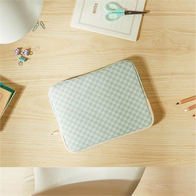 Ocean Home Textile Su İtici Leke Tutmaz Mint Dama Desen Tablet Taşıma Çantası / Kılıfı 27 X 21 X 2 Cm