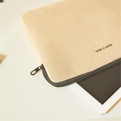 Ocean Home Textile Su İtici Leke Tutmaz Jüt Keten Tablet Taşıma Çantası / Kılıfı 32.5 X 24 X 2 Cm