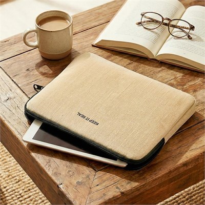 Ocean Home Textile Su İtici Leke Tutmaz Jüt Keten Tablet Taşıma Çantası / Kılıfı 27 X 21 X 2 Cm
