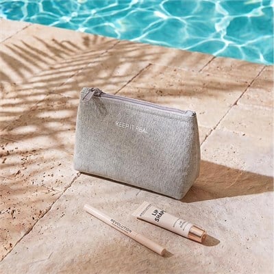 Ocean Home Textile Termal Astarlı Su İtici Leke Tutmaz Gri Renk Jüt Keten Makyaj İlaç Çantası 15 X 11 X 6 Cm