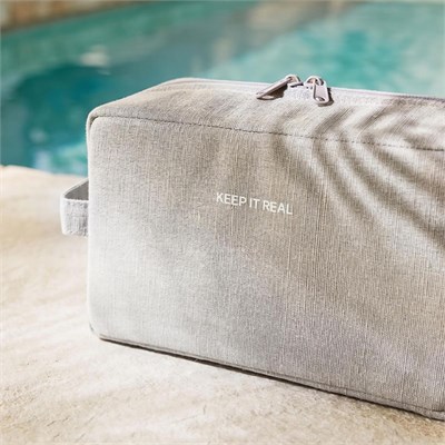 Ocean Home Textile Termal Astarlı Su İtici Leke Tutmaz Gri Renk Jüt Keten Makyaj İlaç Çantası 25 X 15 X 12.5 Cm