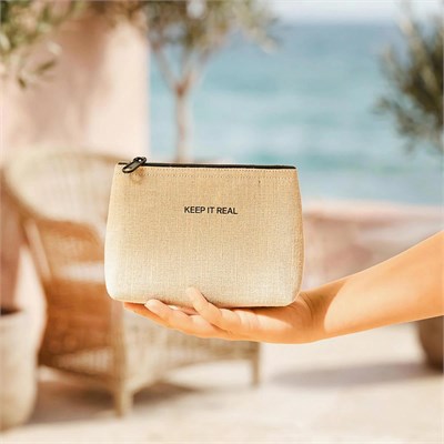 Ocean Home Textile Termal Yalıtımlı Jüt Keten Makyaj Çantası 15 X 11 X 6 Cm