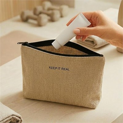 Ocean Home Textile Termal Yalıtımlı Jüt Keten Makyaj Çantası 19 X 13 X 7 Cm