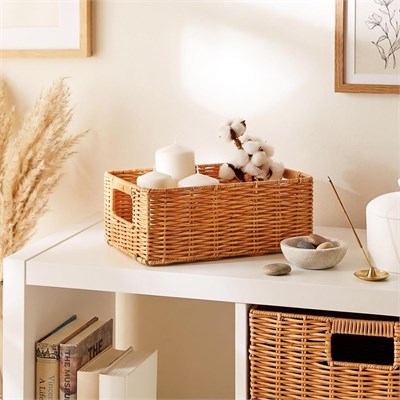 Ocean Home Textile Yıkanabilir Bej Pp Rattan Sepet 30 X 20 X 11 Cm