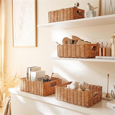 Ocean Home Textile Yıkanabilir Bej Pp Rattan Sepet 33 X 23 X 11 Cm