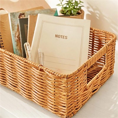 Ocean Home Textile Yıkanabilir Bej Pp Rattan Sepet 33 X 23 X 11 Cm