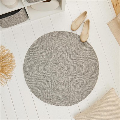 Ocean Home Textile Yıkanabilir Gri Kırçıllı Pamuklu Halı Kilim Ø 80 Cm