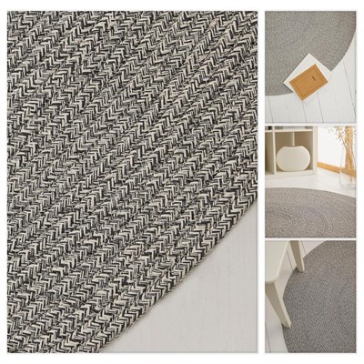 Ocean Home Textile Yıkanabilir Gri Kırçıllı Pamuklu Halı Kilim Ø 120 Cm