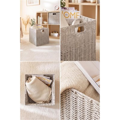 Ocean Home Textile Yıkanabilir Gri Pp Rattan Sepet 33 X 33 X 33 Cm