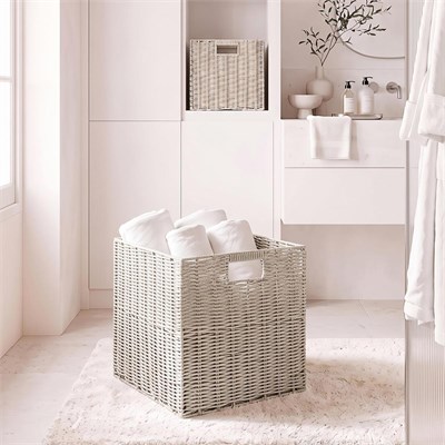 Ocean Home Textile Yıkanabilir Gri Pp Rattan Sepet 33 X 33 X 33 Cm