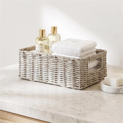 Ocean Home Textile Yıkanabilir Gri Pp Rattan Sepet 30 X 20 X 11 Cm