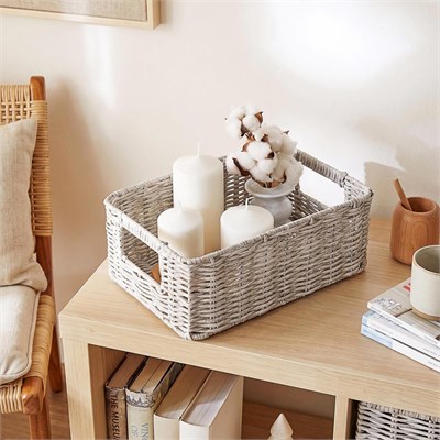 Ocean Home Textile Yıkanabilir Gri Pp Rattan Sepet 30 X 20 X 11 Cm