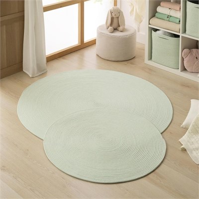 Ocean Home Textile Yıkanabilir Mint Kırçıllı Pamuklu Halı Kilim Ø 80 Cm