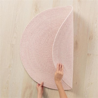 Ocean Home Textile Yıkanabilir Pembe Kırçıllı Pamuklu Halı Kilim Ø 80 Cm
