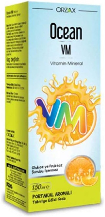 Ocean VM Vitamin Mineral Portakal Aromalı Şurup 150 mL