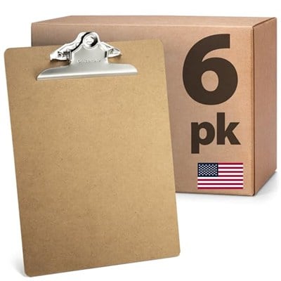 Officemate Geri Dönüşümlü Ahşap Panolar, 15,7 cm Klips, 6lı Paket Pano, Mektup Boyutu (22,5 x 30,5 cm), Kahverengi (83706)
